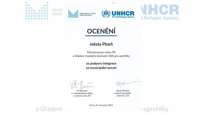 Ocenění za podporu integrace cizinců 231205_Cena_Integrace_cizinci_UNHCR_MVCR