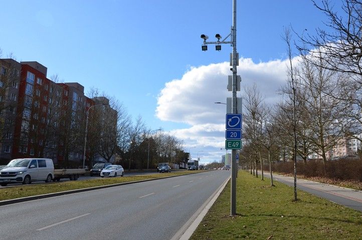 Úsekové měření v Plzni na Studentské (fotografie: E. Kriegerová, SITMP) 250320_Usekove_mereni_Studentska_3