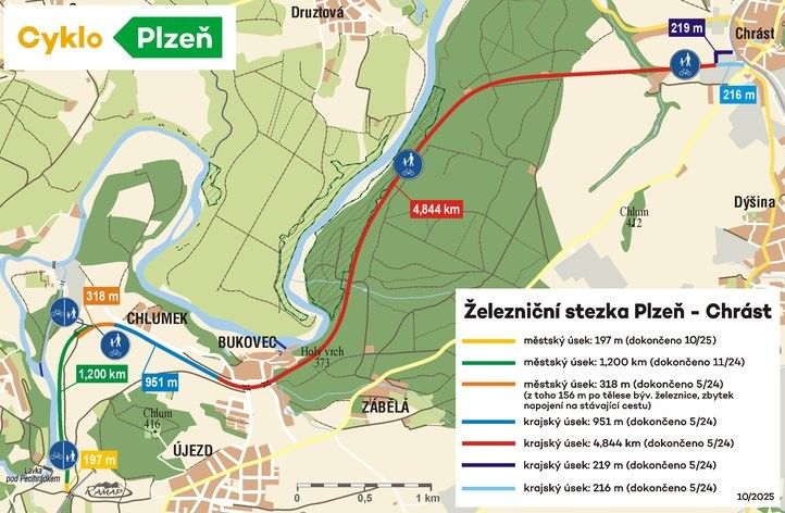 Cyklostezka z Plzně do Chrástu je dokončená. Fotografie: R. Žáková 251010_cyklostezka_chrast_mapa