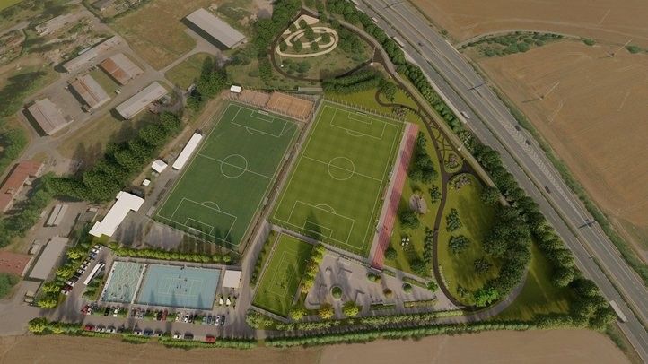 Vizualizace budoucí podoby areálu.  251014_sportoviste_cernice_vizualizace
