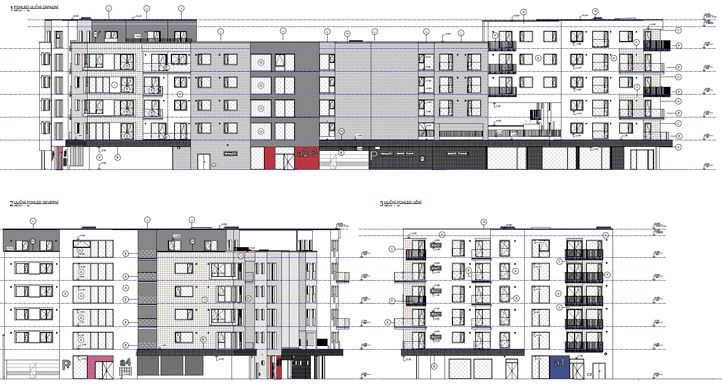 Výstavba bytového domu Světovar blok A1-A4 – pohled uliční (ilustrační obrázek) 260610_Vykres_Byt_dum_Svetovar_blok_A1_4